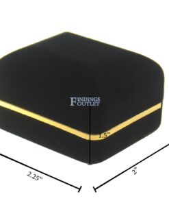 Black Velvet Gold Trim Double Ring Box Display Jewelry Gift Box Dimensions