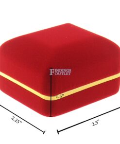 Red Velvet Gold Trim Double Ring Box Display Jewelry Gift Box Dimensions