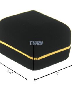 Black Velvet Gold Trim Earring Box Display Jewelry Gift Box Dimensions