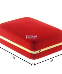 Red Velvet Gold Trim Earring Pad Box Display Jewelry Gift Box Dimensions