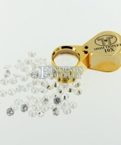 Gold Tone 18mm Triplet 10x Eye Loupe With Stones