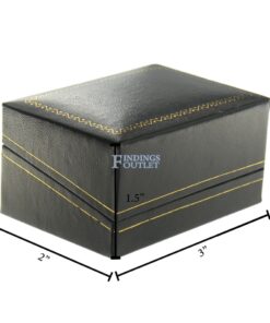 Black Leather Classic Double Ring Box Display Jewelry Gift Box Dimensions