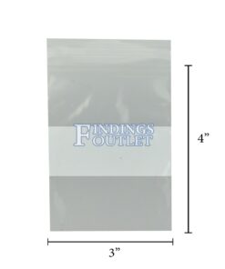 3x4 Plastic Resealable Bags Clear Zip Lock 2 Mil w/ Writing Block Dimensions