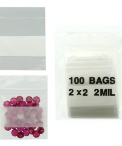 2x2 Plastic Resealable Bags Clear Zip Lock 2 Mil w/ Writing Block