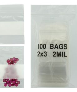 2x3 Plastic Resealable Bags Clear Zip Lock 2 Mil w/ Writing Block