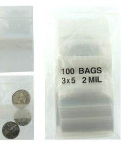 3x5 Plastic Resealable Bags Clear Zip Lock 2 Mil w/ Writing Block