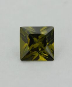 Loose Princess Cut Peridot CZ Gemstone Cubic Zirconia August Birthstone Front