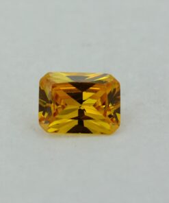 Loose Emerald Cut Citrine CZ Gemstone Cubic Zirconia November Birthstone Front