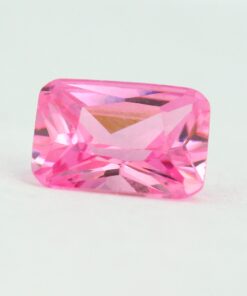 Loose Emerald Cut Pink CZ Gemstone Cubic Zirconia October Birthstone Front