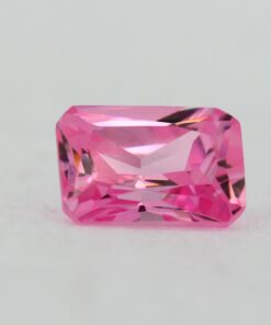 Loose Emerald Cut Pink CZ Gemstone Cubic Zirconia October Birthstone Front 7