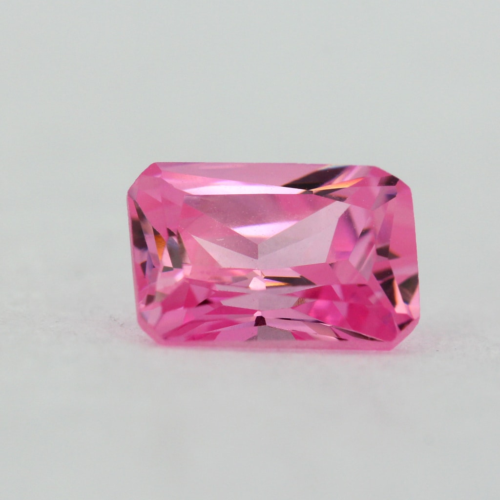 Loose Emerald Cut Pink CZ Gemstone Cubic Zirconia October Birthstone ...