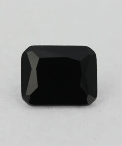 Loose Emerald Cut Black Onyx CZ Gemstone Cubic Zirconia Front