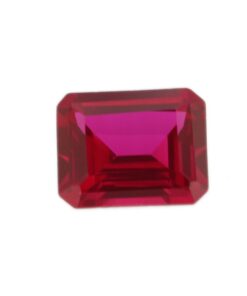 Loose Emerald Cut Ruby CZ Gemstone Cubic Zirconia July Birthstone Front Lg