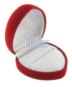 Red Velour Heart Ring Box Display Jewelry Gift Box Empty