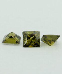 Loose Princess Cut Peridot CZ Gemstone Cubic Zirconia August Birthstone Group