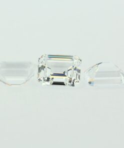 Loose Step Emerald Cut White CZ Gemstone Cubic Zirconia April Birthstone Group