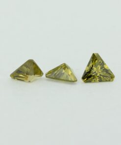 Loose Triangle Cut Peridot CZ Gemstone Cubic Zirconia August Birthstone Group