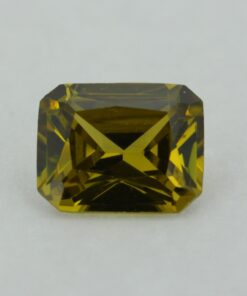 Loose Emerald Cut Peridot CZ Gemstone Cubic Zirconia August Birthstone Front 2