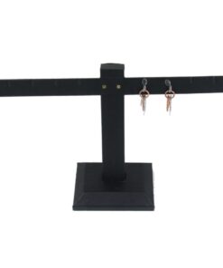 Black Faux Leather T-Bar 4 Pair Earring Jewelry Display Holder Stand