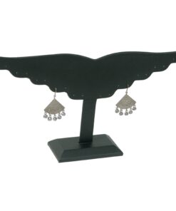 Black Faux Leather 10 Pair Earring Jewelry Display Holder Wing Style Stand