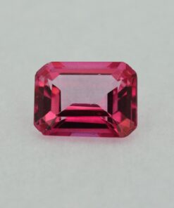 Loose Emerald Cut Genuine Natural Pink Topaz Gemstone Semi Precious October Birthstone Front