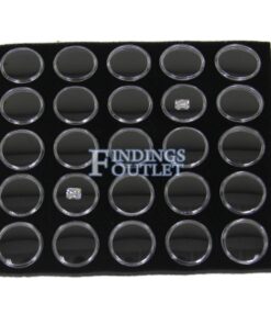 Black 25 Slot Gem Jar Foam Insert Gemstone Organize Store Display Gem Stones Straight