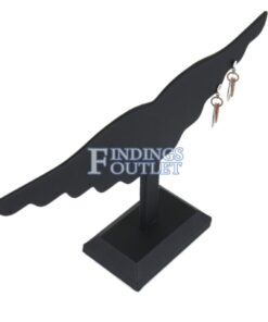 Black Faux Leather 10 Pair Earring Jewelry Display Holder Wing Style Stand Angle