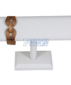 White Faux Leather Bracelet & Necklace Jewelry Display Holder Oval T-Bar Stand Straight