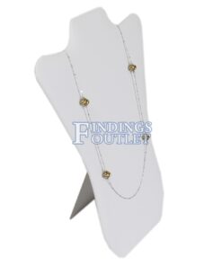 Extra Large White Faux Leather Necklace Chain Jewelry Display Holder Padded Neckform Easel Stand Angle