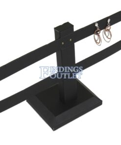 Black Faux Leather 2-Tier T-Bar 8 Pair Earring Jewelry Display Holder Stand Angle