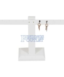 White Faux Leather T-Bar 4 Pair Earring Jewelry Display Holder Stand Straight