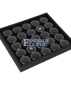 Black 25 Slot Gem Jar Foam Insert Gemstone Organize Store Display Gem Stones Tray