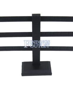 Black Faux Leather 3-Tier T-Bar 12 Pair Earring Jewelry Display Holder Stand Plain