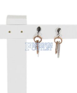 White Faux Leather T-Bar 4 Pair Earring Jewelry Display Holder Stand Zoom