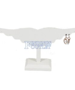 White Faux Leather 10 Pair Earring Jewelry Display Holder Wing Style Stand Straight