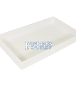 Tall White Plastic Tray Full Size Stackable Tray For Jewelry Rings Chains Bracelets Angle