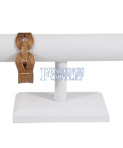 White Faux Leather Bracelet & Necklace Jewelry Display Holder Small T-Bar Stand Straight