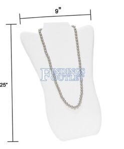 Extra Large White Faux Leather Necklace Chain Jewelry Display Holder Padded Neckform Easel Stand Dimension