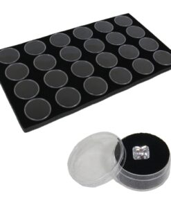 Black 24 Slot Gem Jar Foam Insert Gemstone Organize Store Display Gem Stones