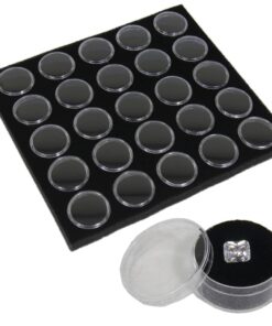 Black 25 Slot Gem Jar Foam Insert Gemstone Organize Store Display Gem Stones