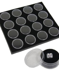 Black 16 Slot Gem Jar Foam Insert Gemstone Organize Store Display Gem Stones