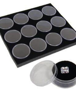 Black 12 Slot Gem Jar Foam Insert Gemstone Organize Store Display Gem Stones