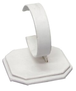 White Faux Leather Watch And Bracelet Jewelry Display Holder Collar 3.25" x 3.5" Stand