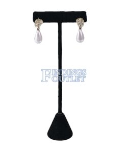 Black Velvet One Pair Earring Jewelry Display Holder Large T-Bar Stand Showcase Straight