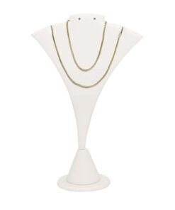 White Faux Leather Single Necklace & Earring Jewelry Display Holder Small Stand