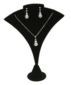 Black Velvet Single Necklace & Earring Jewelry Display Holder Large Stand