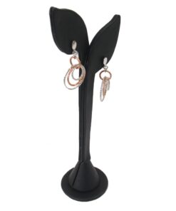 Black Faux Leather One Pair Earring Jewelry Display Holder Leaf Style Stand Dangling