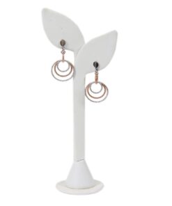 White Faux Leather One Pair Earring Jewelry Display Holder Leaf Style Stand Dangling