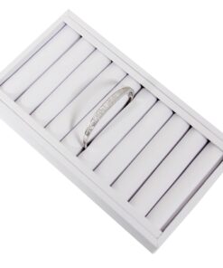 White Faux Leather 9 Slot Bangle Jewelry Display Holder Bracelet Showcase Tray