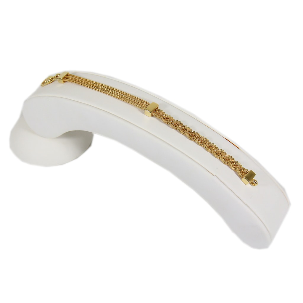 White Faux Leather 6 Slot Bracelet Jewelry Display Holder Showcase Stand  Tray - Findings Outlet